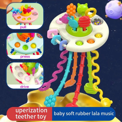 Activity Development Pull String Silicone Teething Rattle Educational Learning Toy