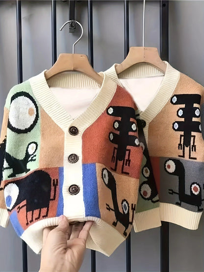 Autumn and Winter Knitted Sweaters Cartoon Cardigans Korean Style Jackets