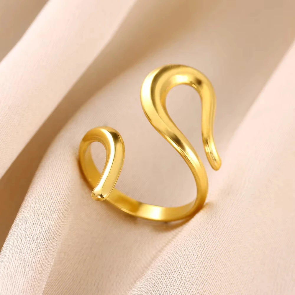 خواتم ثعبان من الفولاذ المقاوم للصدأ مطلية بالذهب 316L