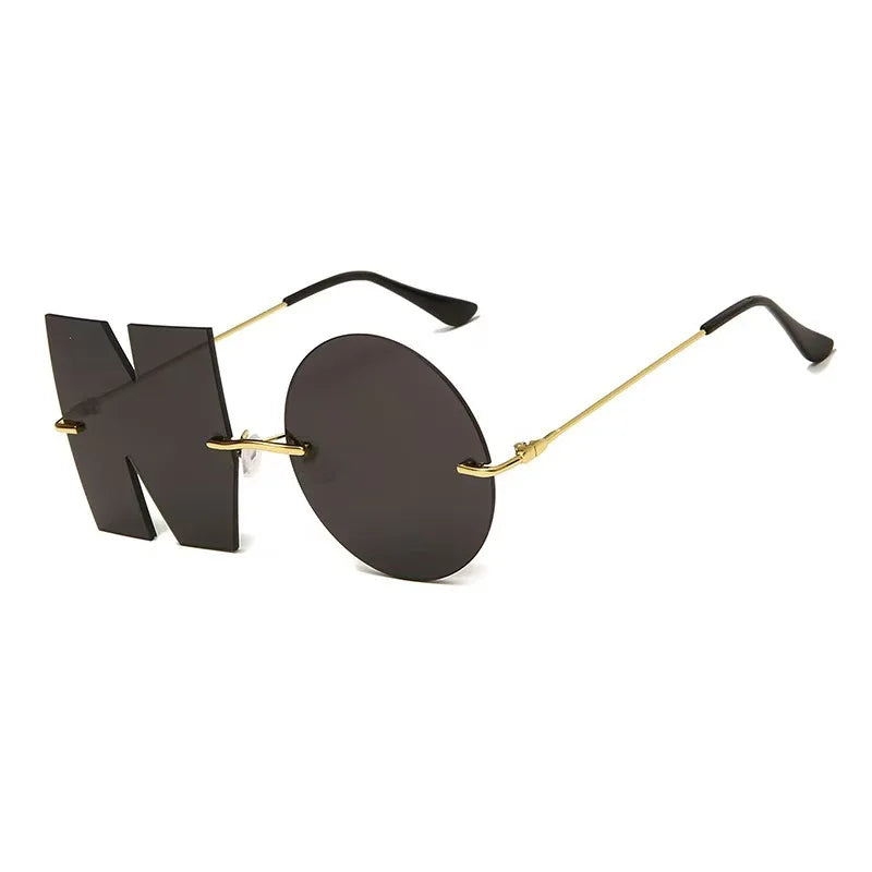 “NO” Styling Metal Frame Colorful Sunglasses