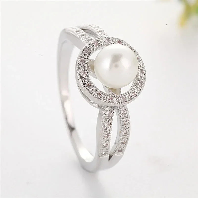 Romantic Elegant Big Round Imitation Pearl Ring