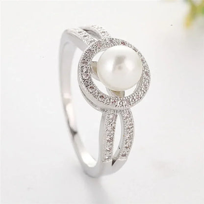 Romantic Elegant Big Round Imitation Pearl Ring