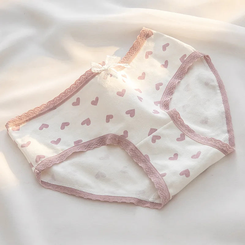 5Pcs/Lot Cute Love Cotton Sexy Lingerie