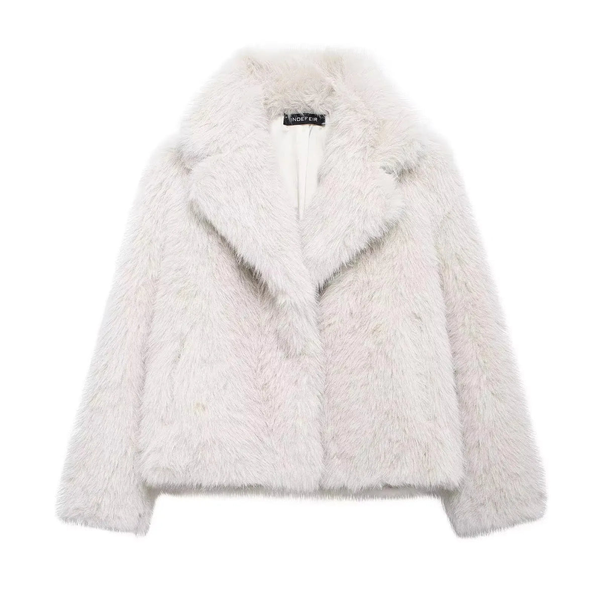 Elegant Faux Fur Warm Fluffy Loose Long Sleeve Lapel Jacket