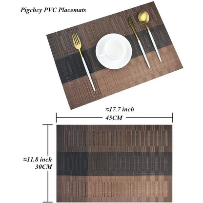 4PCS/SET Placemats PVC Table Mat Weave Stripe Pads