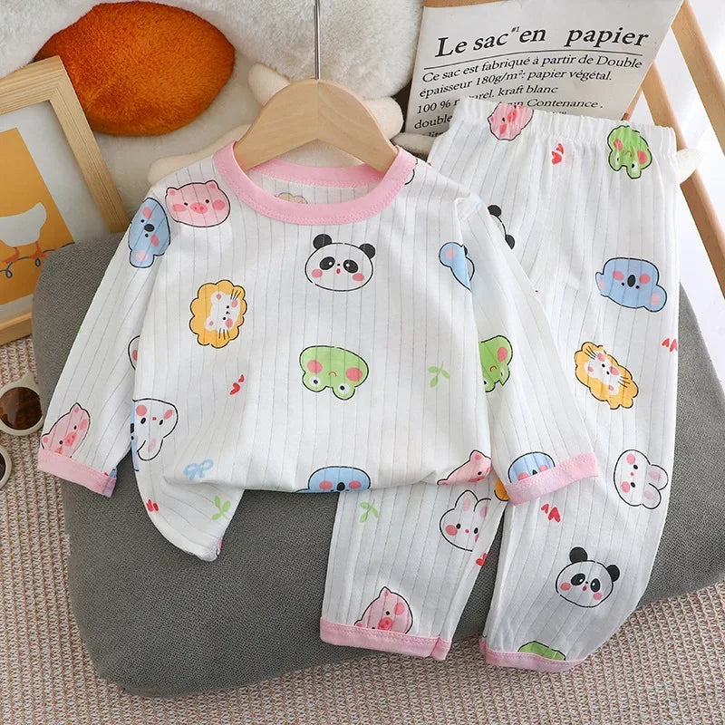 Baby Long-sleeved Cotton Thin Pajamas Set