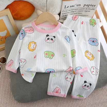 Baby Long-sleeved Cotton Thin Pajamas Set