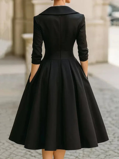 Cross pleated waist A-shaped dress