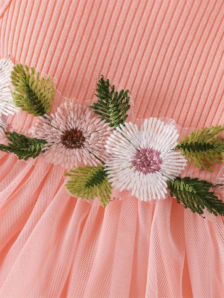 Newborn Baby Girls Flower Mesh Dress