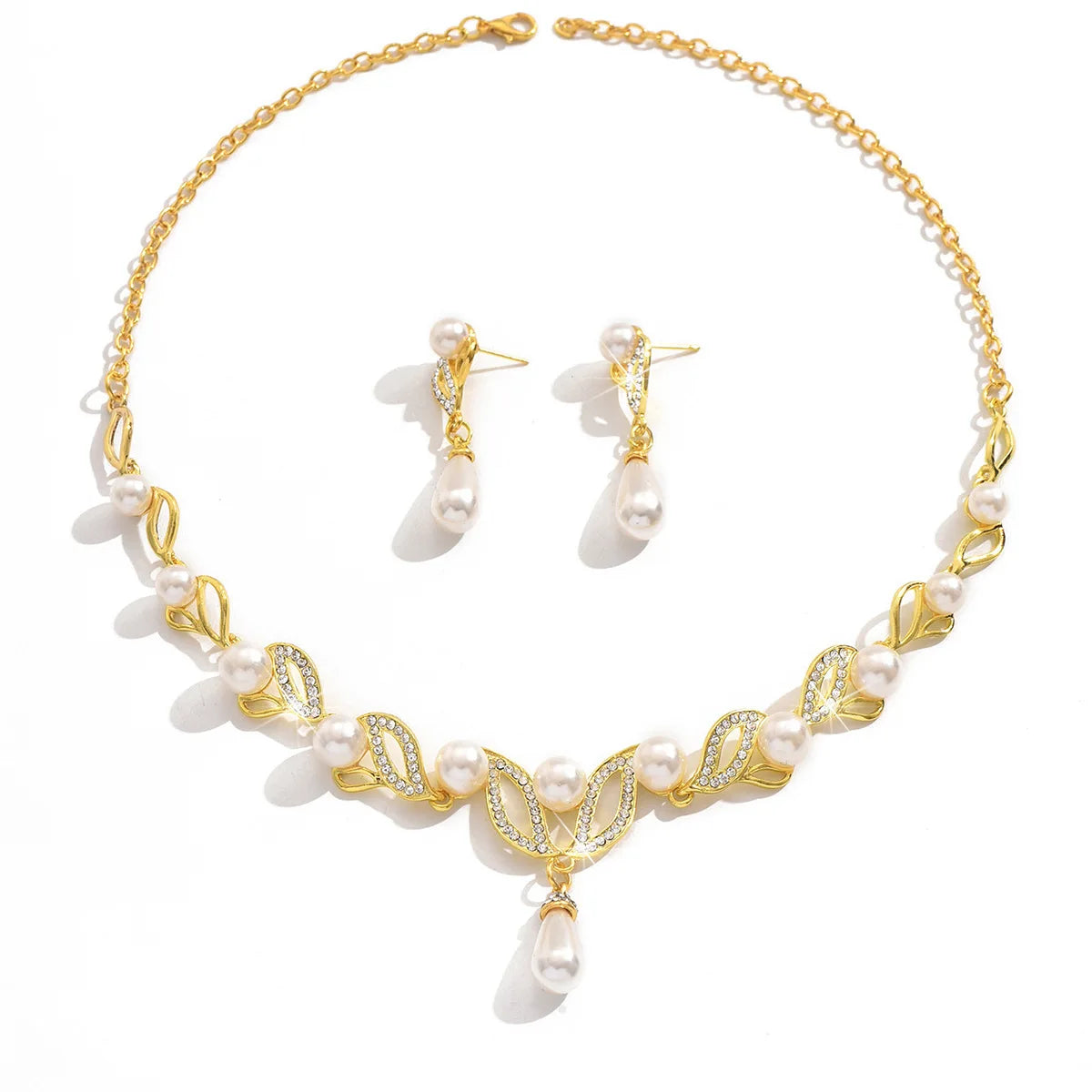 Imitation pearl necklace jewelry set