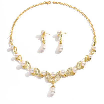 Imitation pearl necklace jewelry set