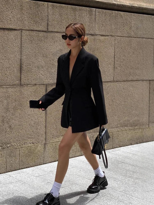 Slim Fit Black Casual Long Sleeve Blazers