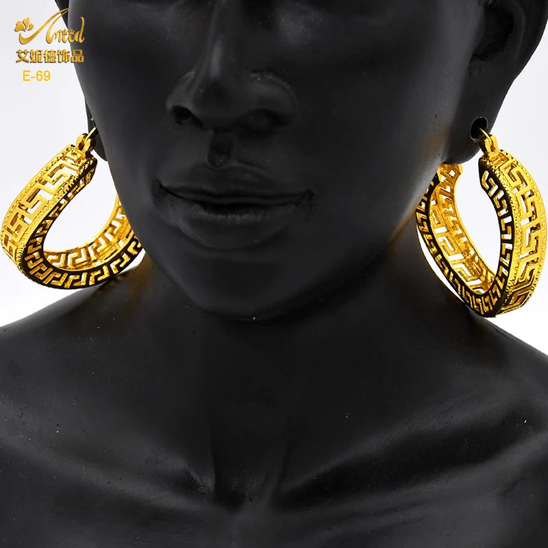 24K Gold Color Hoop Earrings