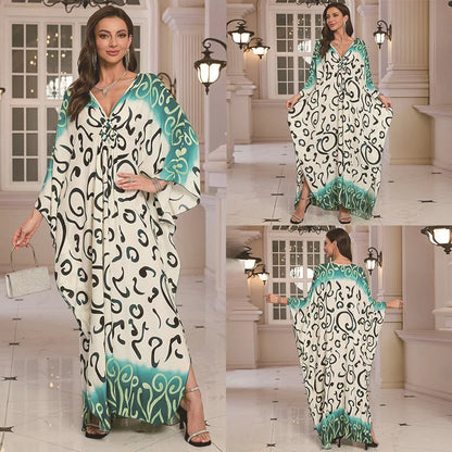 Kaftan Wave Neck Swimsuit Cover Up Caftan Dress