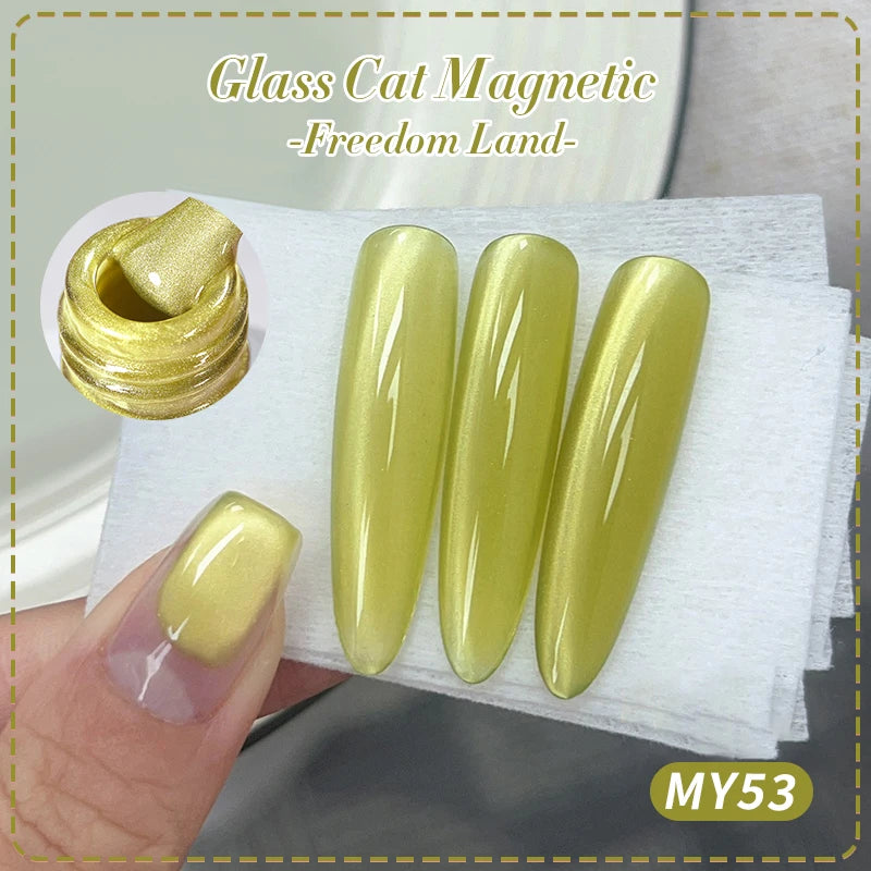 Pink Glass Bead Cat Magnetic Gel Nail Polish