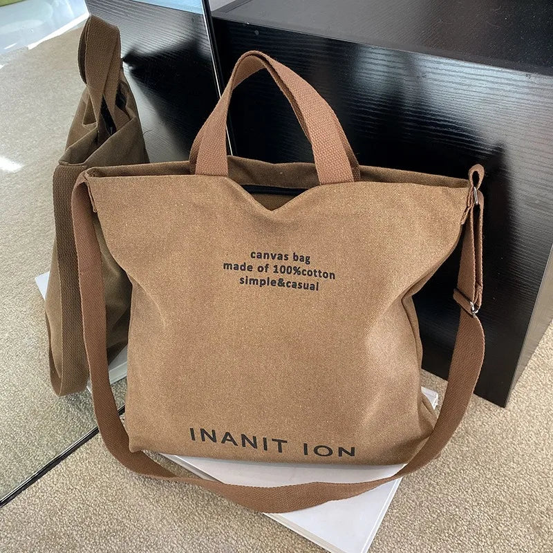 Japanese canvas washed thickened handbags large-capacity bags