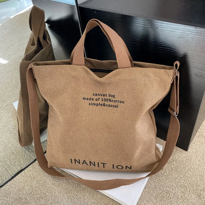 Japanese canvas washed thickened handbags large-capacity bags
