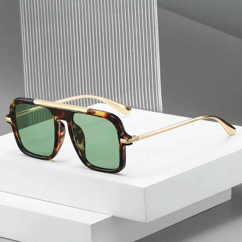Square Oversized Leopard Champagne Sunglasses