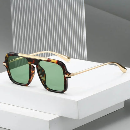 Square Oversized Leopard Champagne Sunglasses