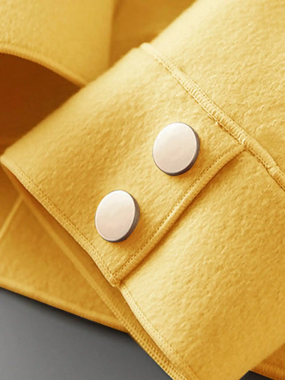 Classic Solid Short Woolen Warm Clothing Button Up Coat
