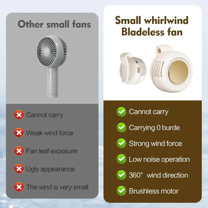 Portable Silent Fan Mini USB Rechargeable Bladeless Electric Clip-on Fan