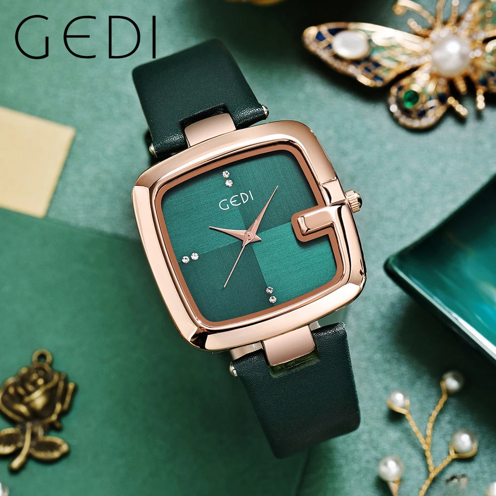 Square Minimalist Waterproof Quartz Leather Casual Wrist Watches