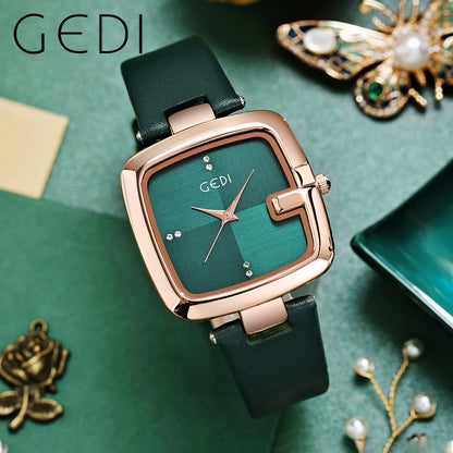 Square Minimalist Waterproof Quartz Leather Casual Wrist Watches