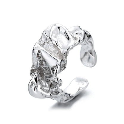925 Sterling Silver Vintage Matte Frosted Lace Irregular Finger Rings