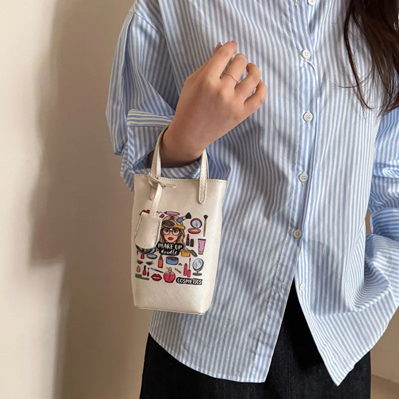 Luxury Mini Bucket Plaid PU Leather Crossbody Bag