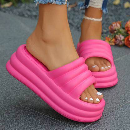Pink Chunky Platform Slippers