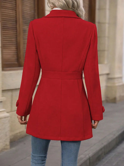 Autumn and Winter Solid Color Woolen Coat
