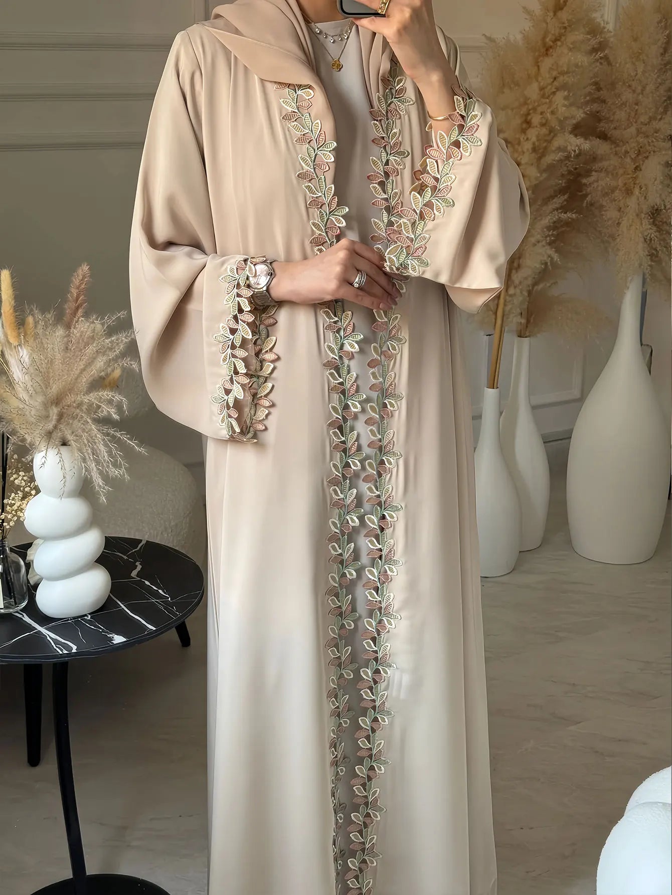 Elegant Beige Abaya Islamic Modest Fashion
