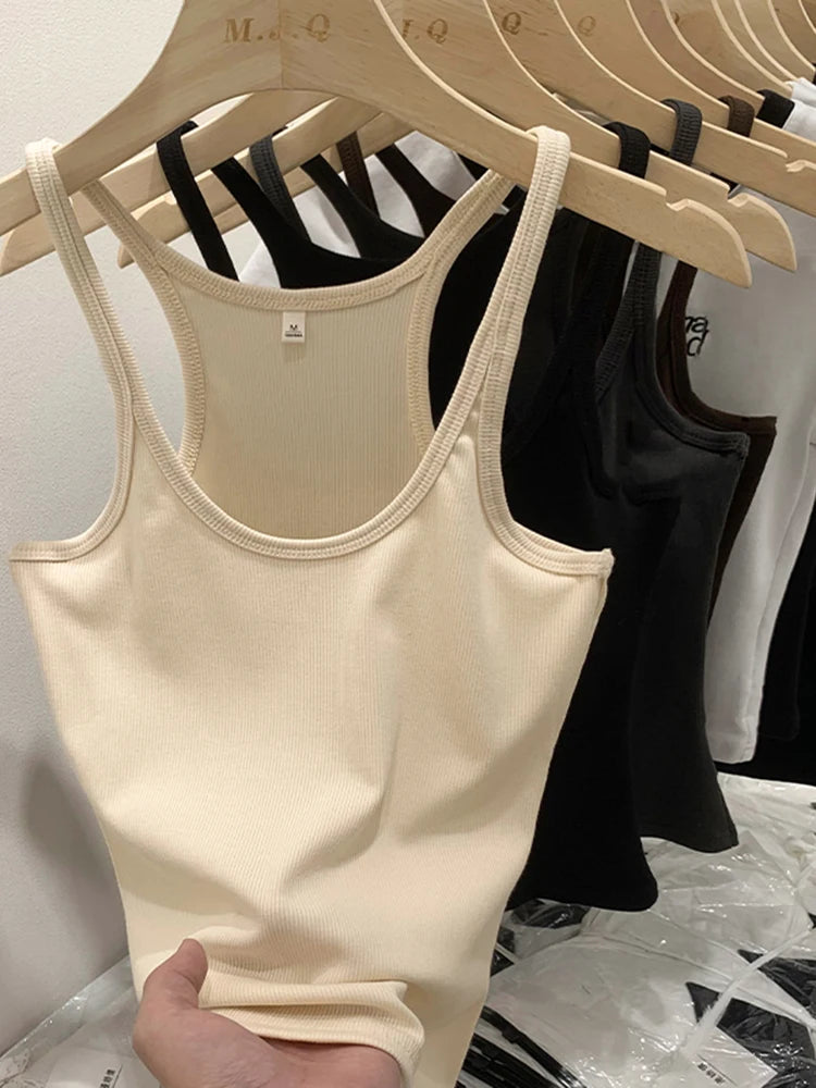 Ribbed Sleeveless Camis  Blouse