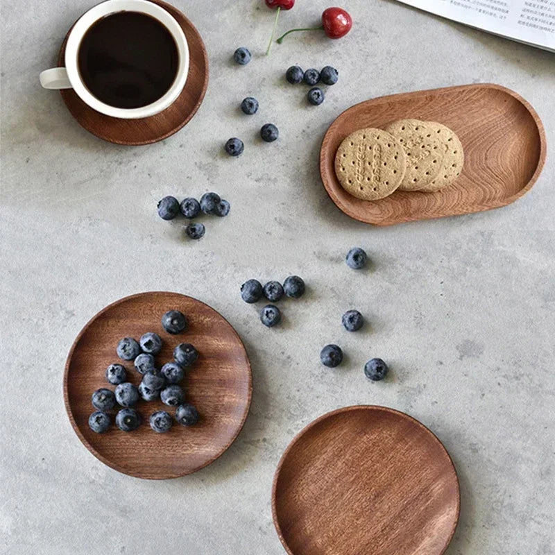 Japanese Dinner Plate Walnut Wooden Tray