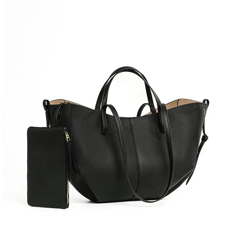 Genuine Leather Wing Tote Large Capacity Shoulder & Handheld Bag