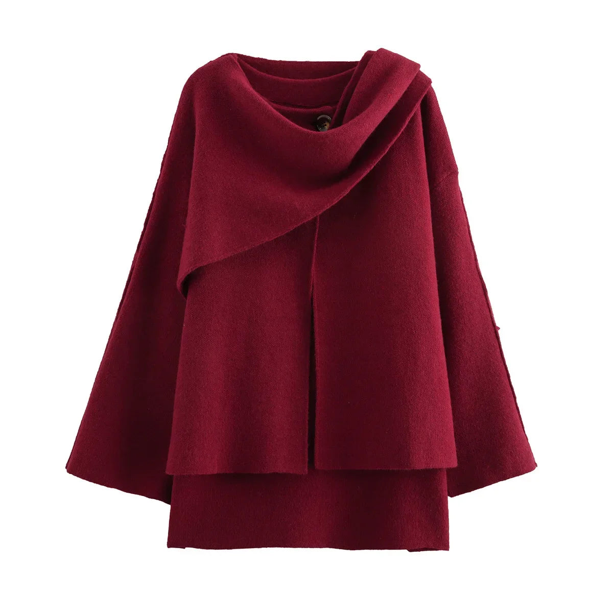 Autumn Winter Commuter Loose Oversize Elegant Split Chic Scarf Jacket