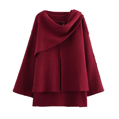 Casual Commuter Loose Oversize Elegant Split Chic Scarf Jacket