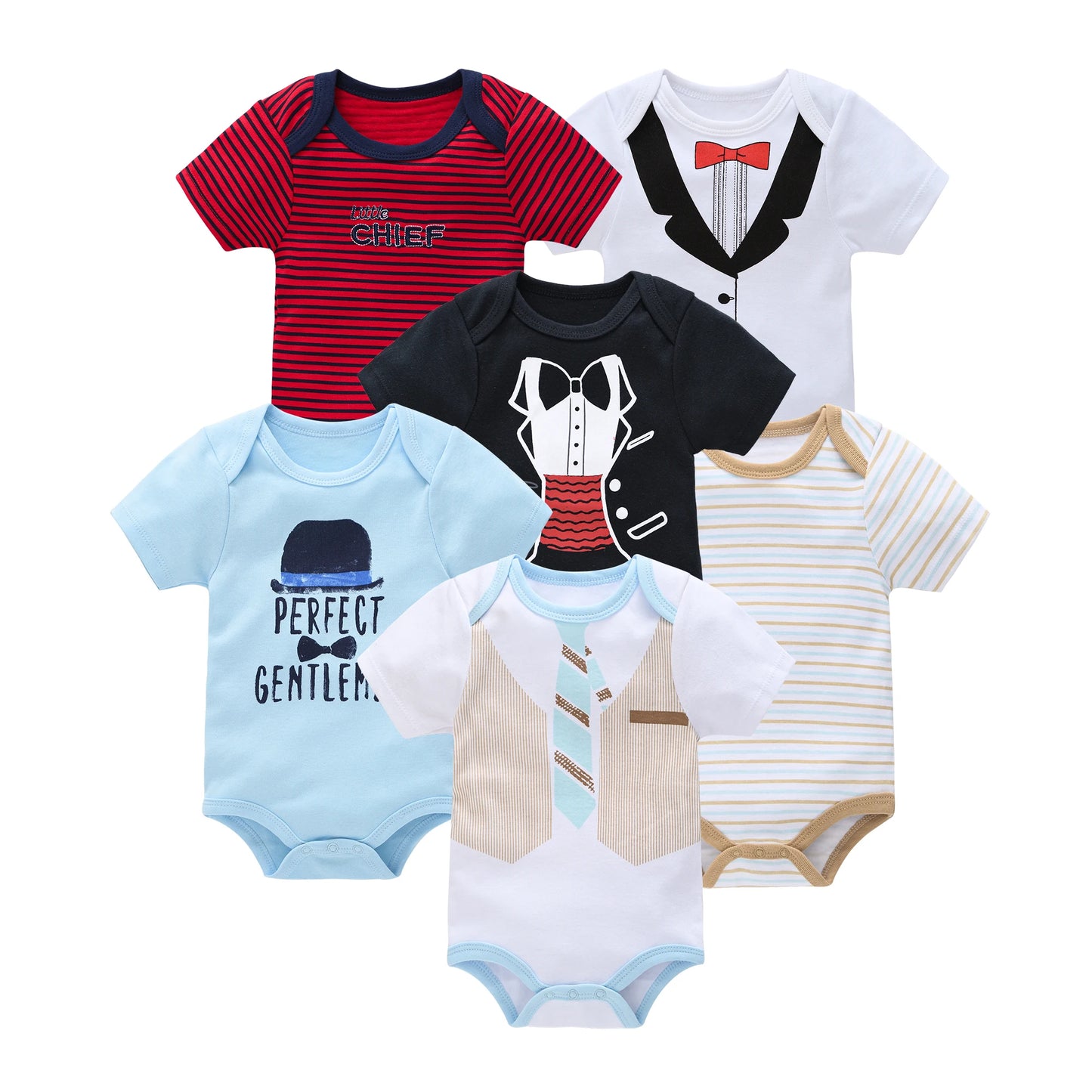 3/6 pcs Baby Girls Cotton Short Sleeve Toddler