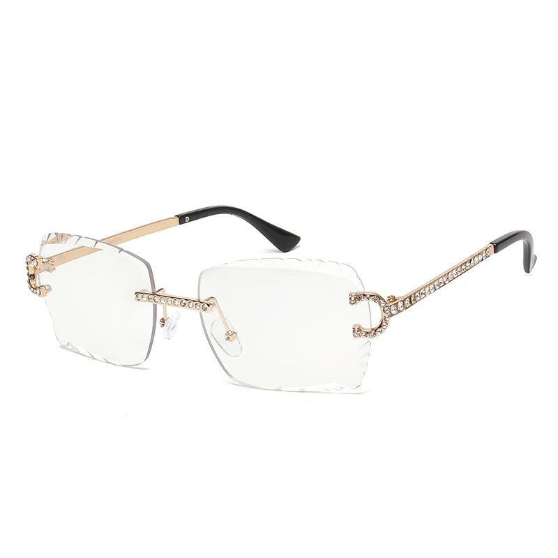 Rimless Square Vintage Diamond Sunglasses