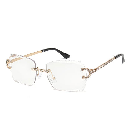 Rimless Square Vintage Diamond Sunglasses