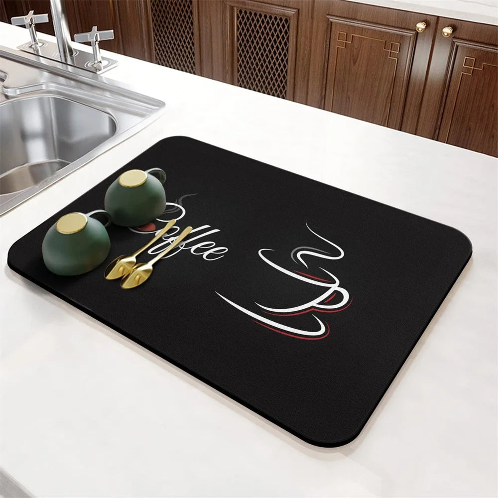 Coffee Cup Drying Cartoon Non-slip Drain Mat