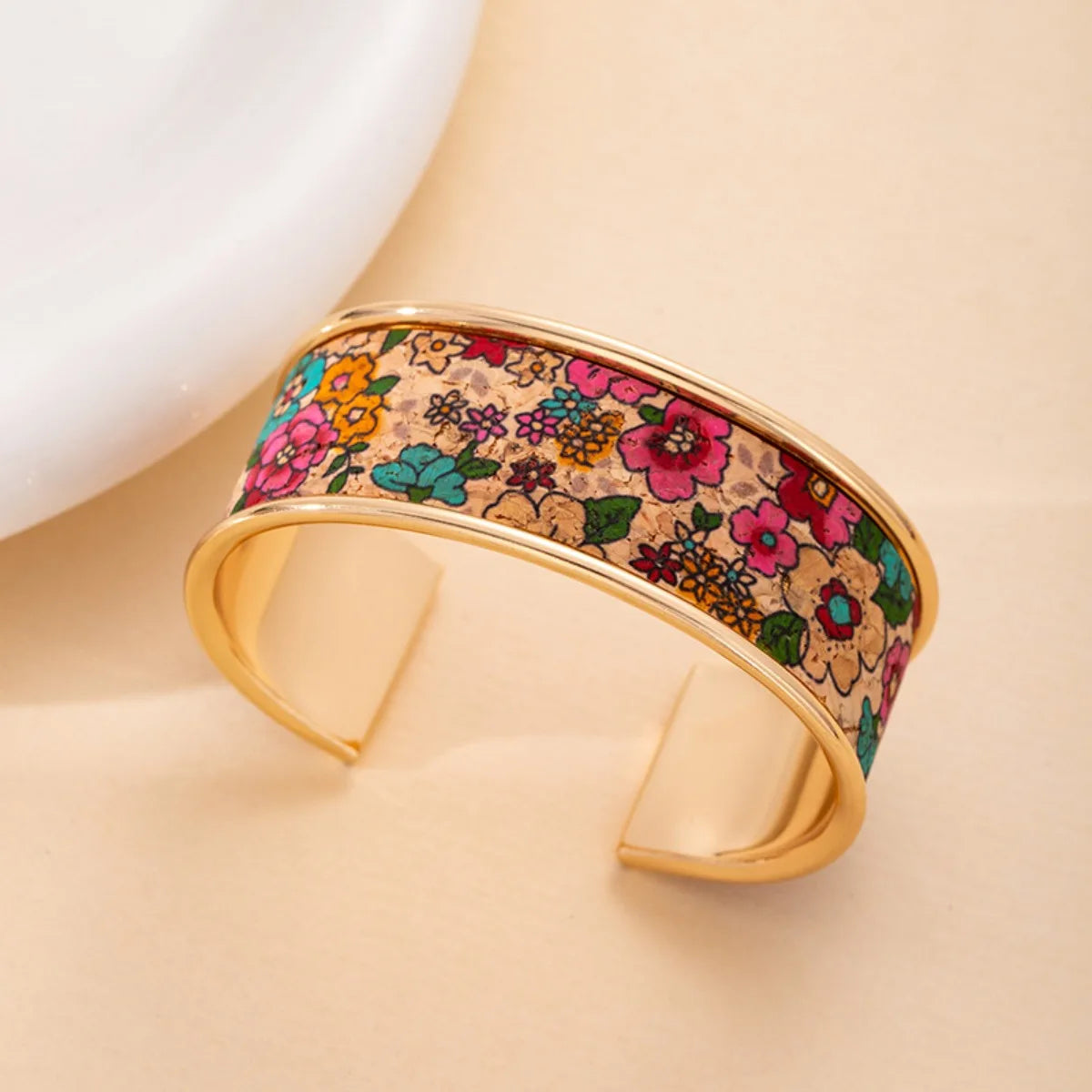 Graffiti Art Adjustable Bangle Gold Stainless Steel Bracelet