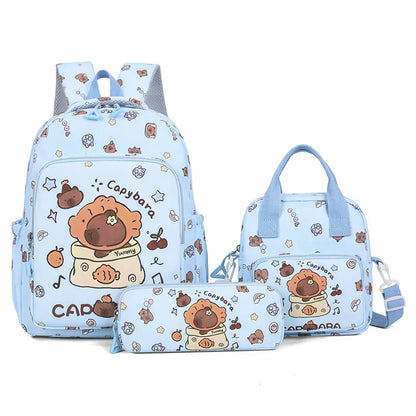 Capybara Colorful Backpack 3Pcs/Set Casual School Bags