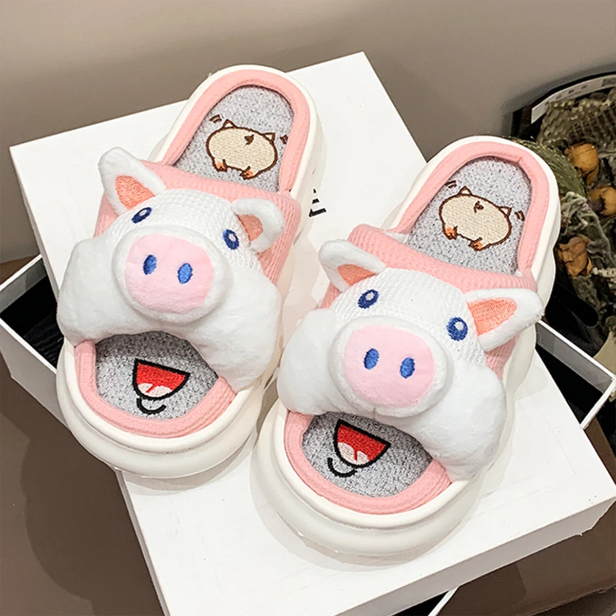 Cute Cartoon Lovely Animals Bedroom Cotton Home Indoor Thick Sole Slippers