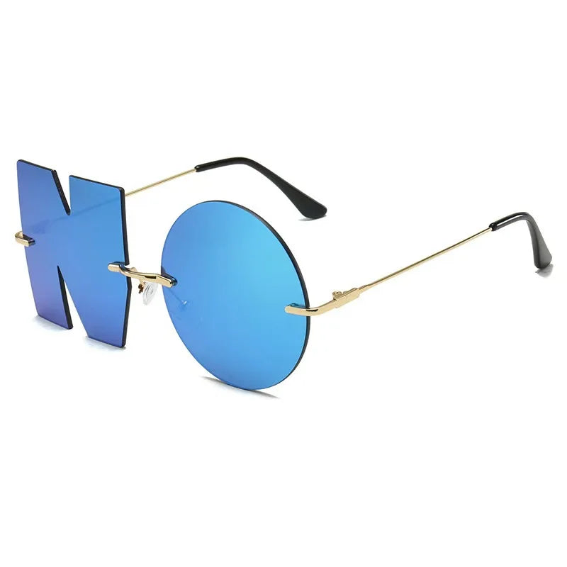 “NO” Styling Metal Frame Colorful Sunglasses