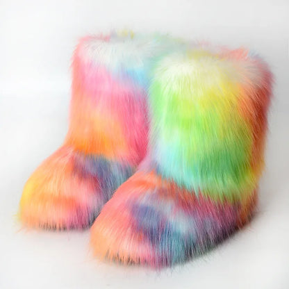 Snow Luxury Furry Faux Fox Fur Boots