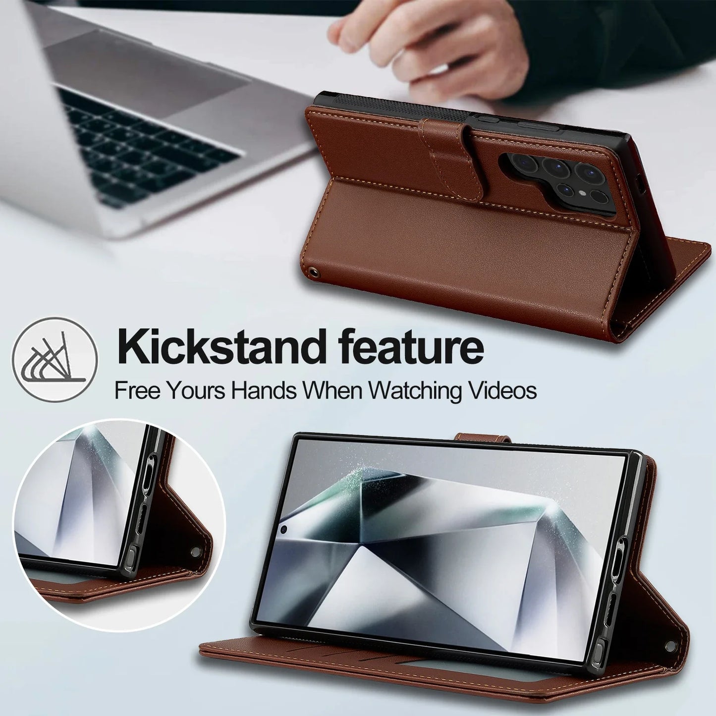 Leather Galaxy Case Magnetic Flip Wallet