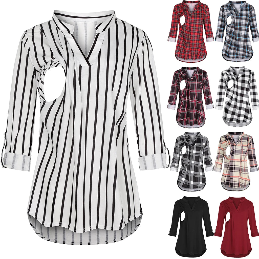 Maternity Breastfeeding T-shirt  Long Sleeve Pregnant