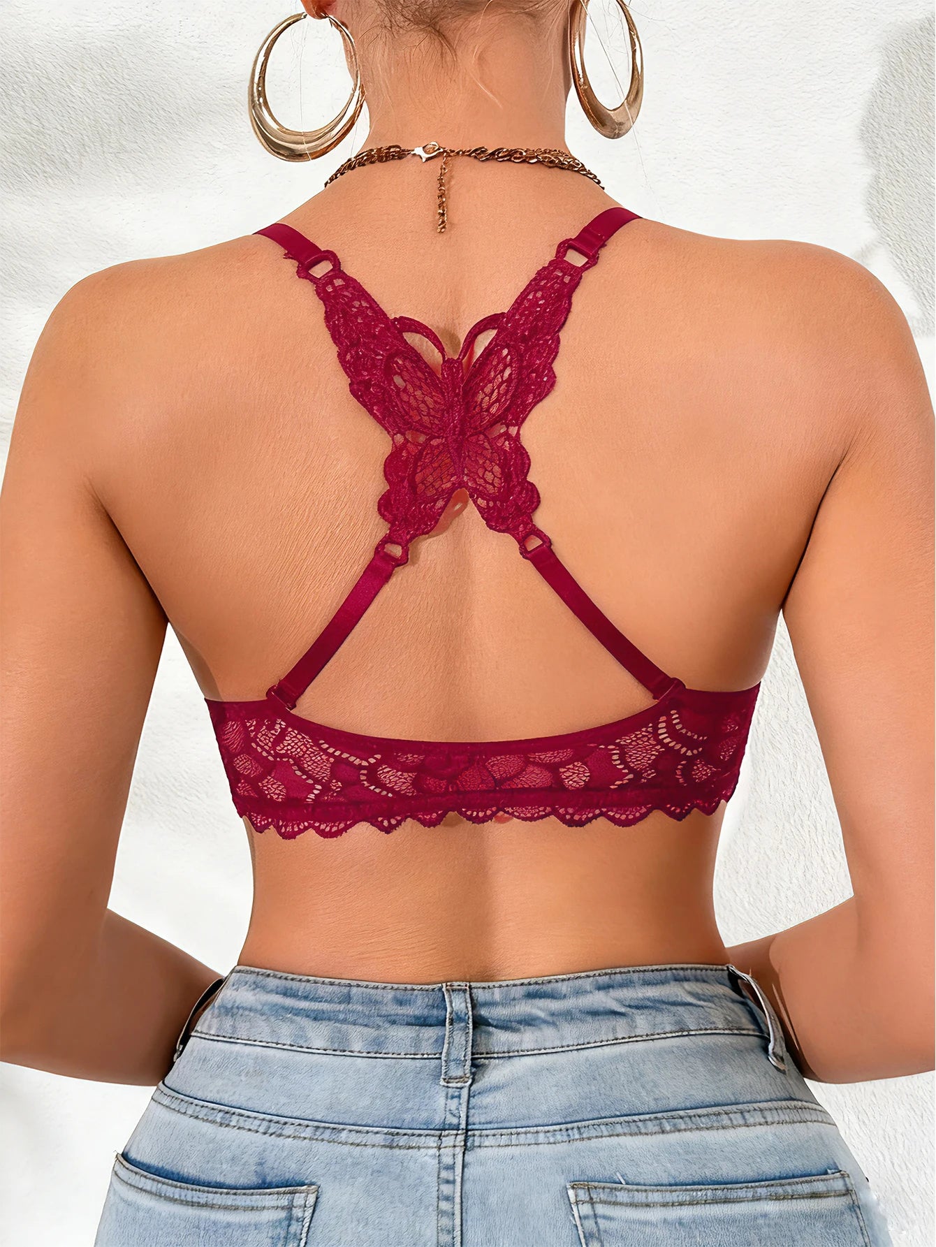 Back Bra Front Closure Push Up Mesh Back Wing Bra