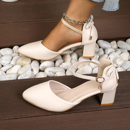 airy Style Thin-Strap High Heels Golden Buckle Shoes